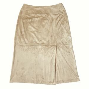 Norton McNaughton Faux Suede Skirt Sand Beige Womens Size 14 Luxurious Soft